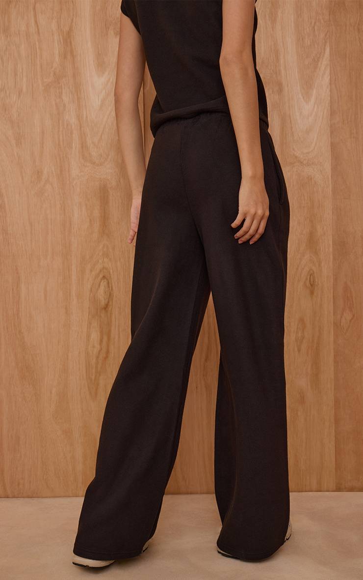 Noir Pantalon Droit En Maille Côtelée