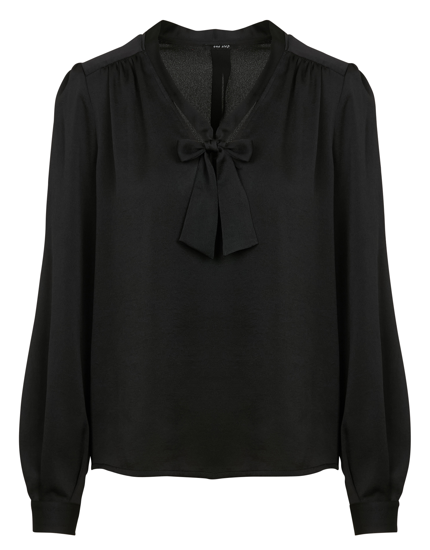 CYRILLE - Blouse droite col lavallière| Noir