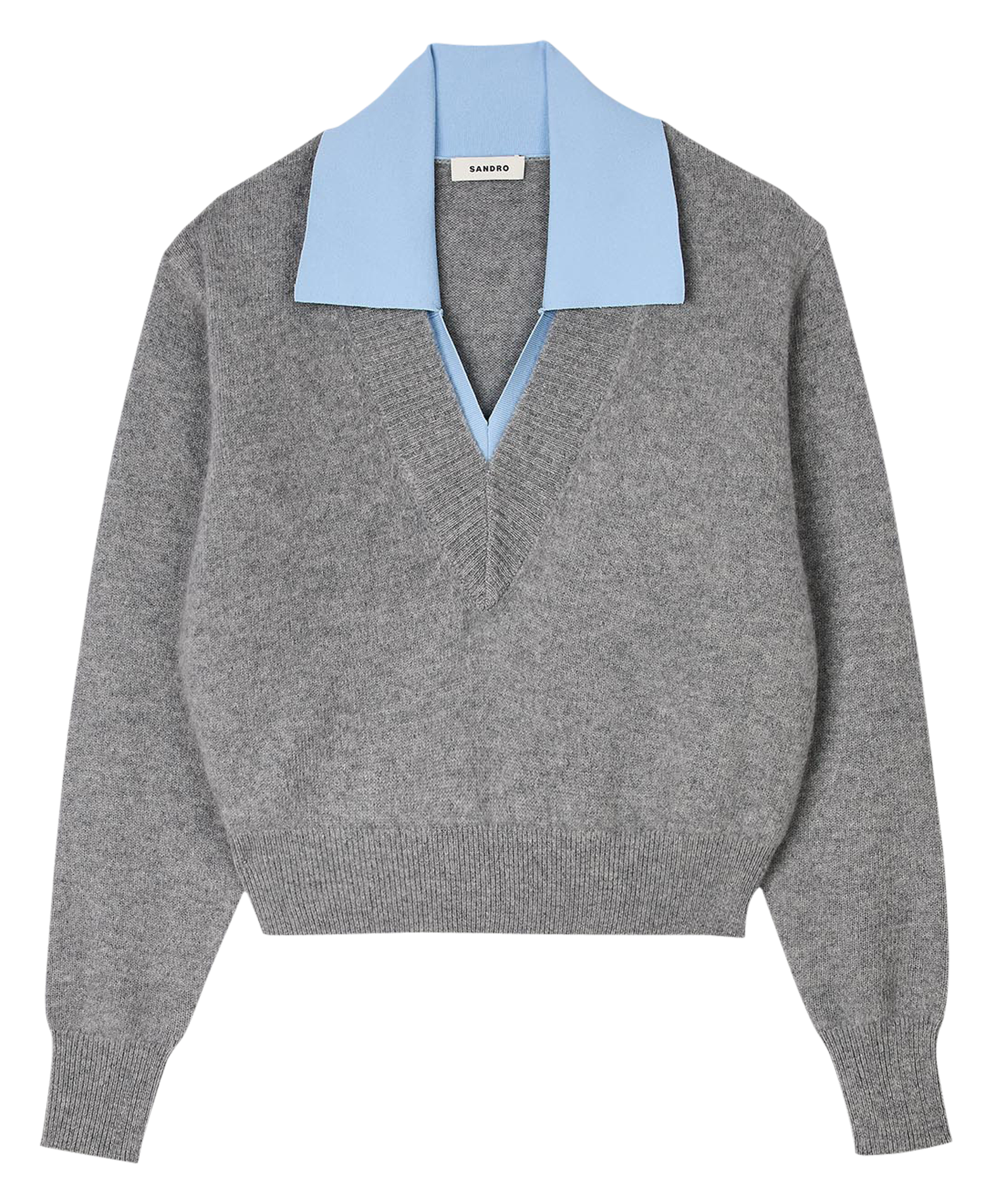 Pull col chemise en laine | Gris
