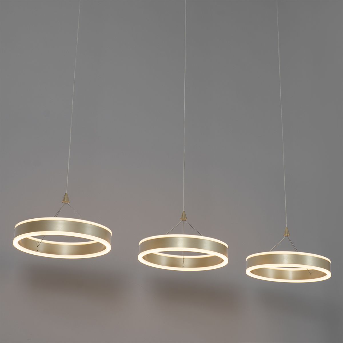 Hanglamp messing langwerpig incl. LED 3-staps dimbaar 3-lichts - Lyani