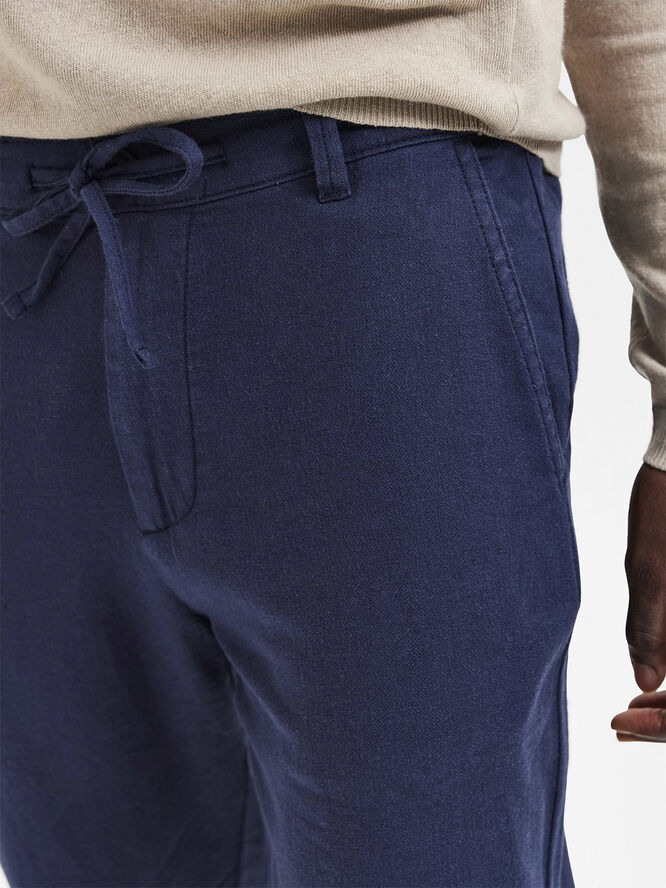 Selected Homme SLHSLIMTAPE-BRODY 172 LINEN PANTS N Mørkeblå