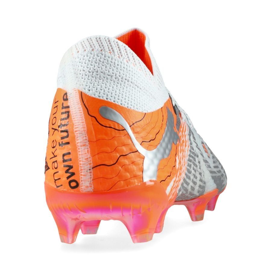 PUMA X Unisport Future 7 Ultimate FG/AG Conquer your Mountain - Blanc/Orange/Argenté ÉDITION LIMITÉE