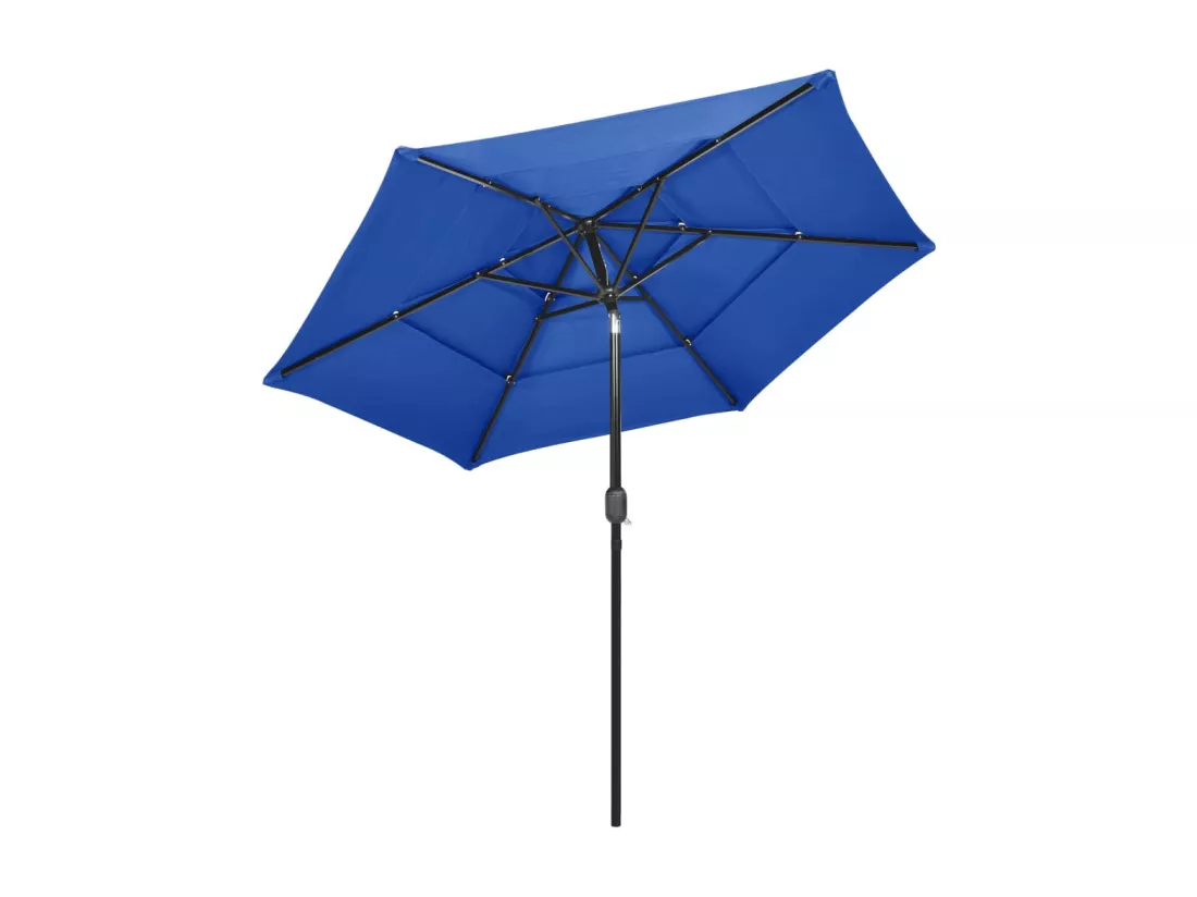Parasol à 3 niveaux avec mât en aluminium Bleu azuré 2,5 m