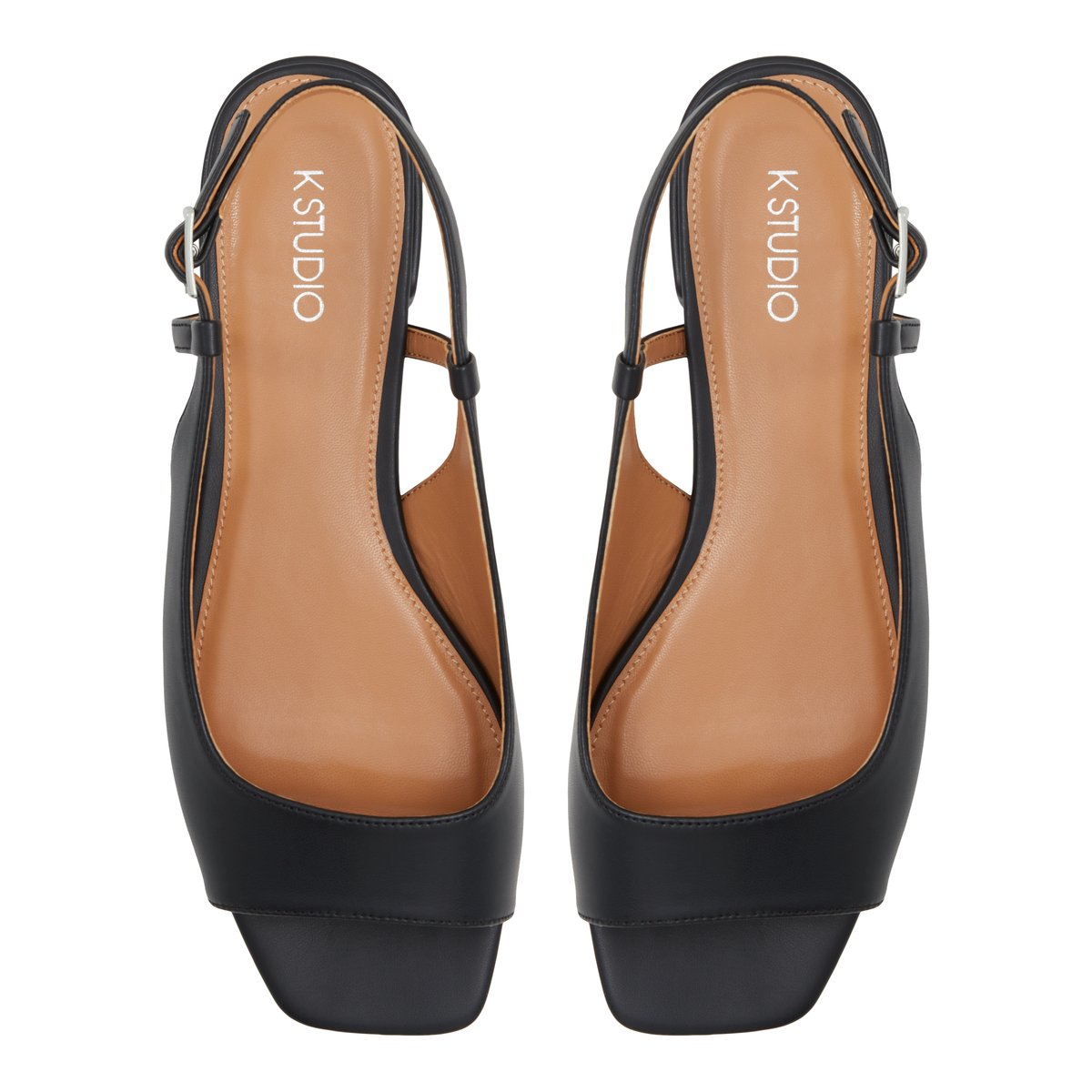 K STUDIO-Pank-Ballerine à bout ouvert - Talon bloc - Noir