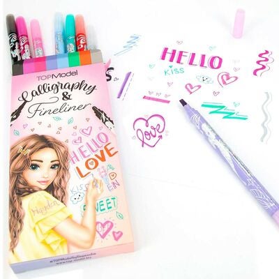 TOPModel Skrivesett 8-pack, Calligraphy & Fineliner