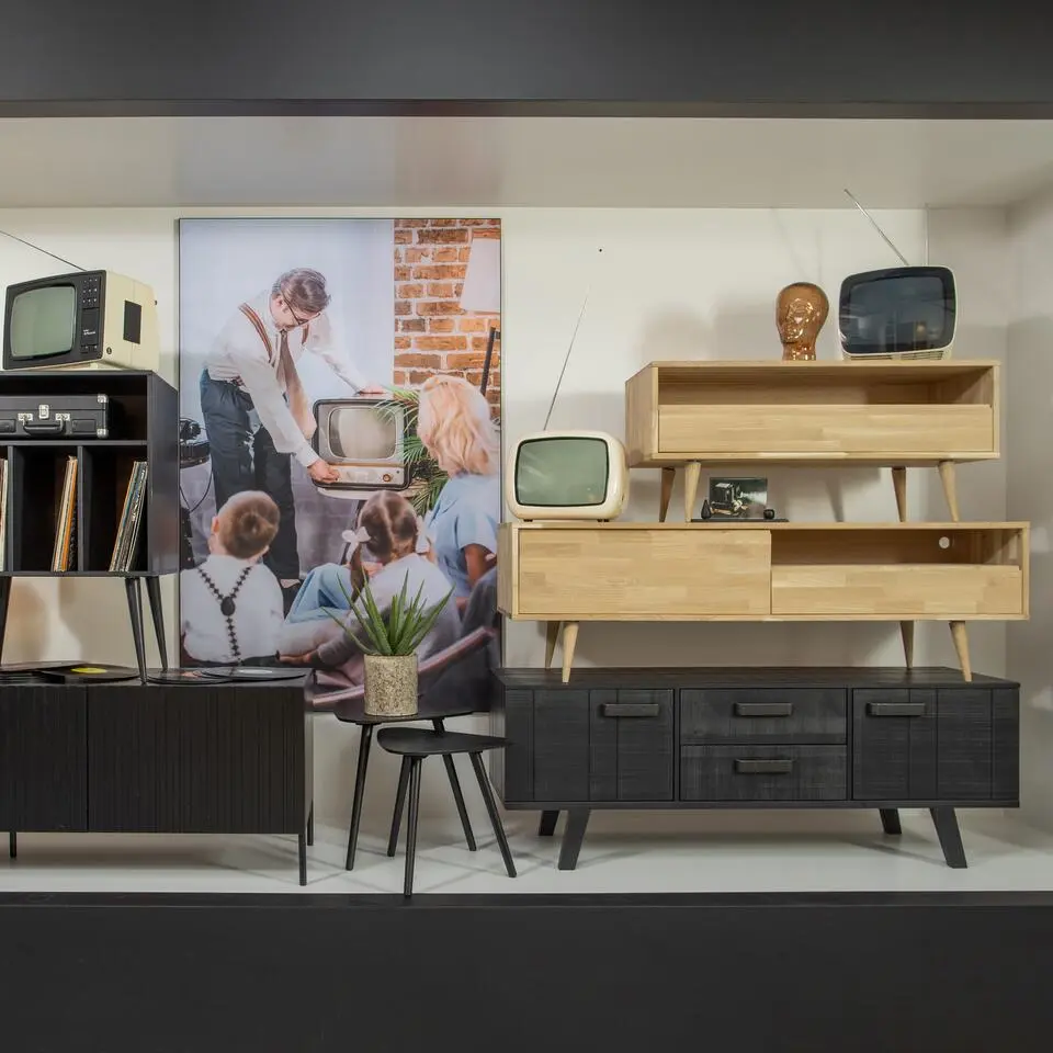WOOOD Nila Bijzettafels - Hout - Zwart - Set van 2
