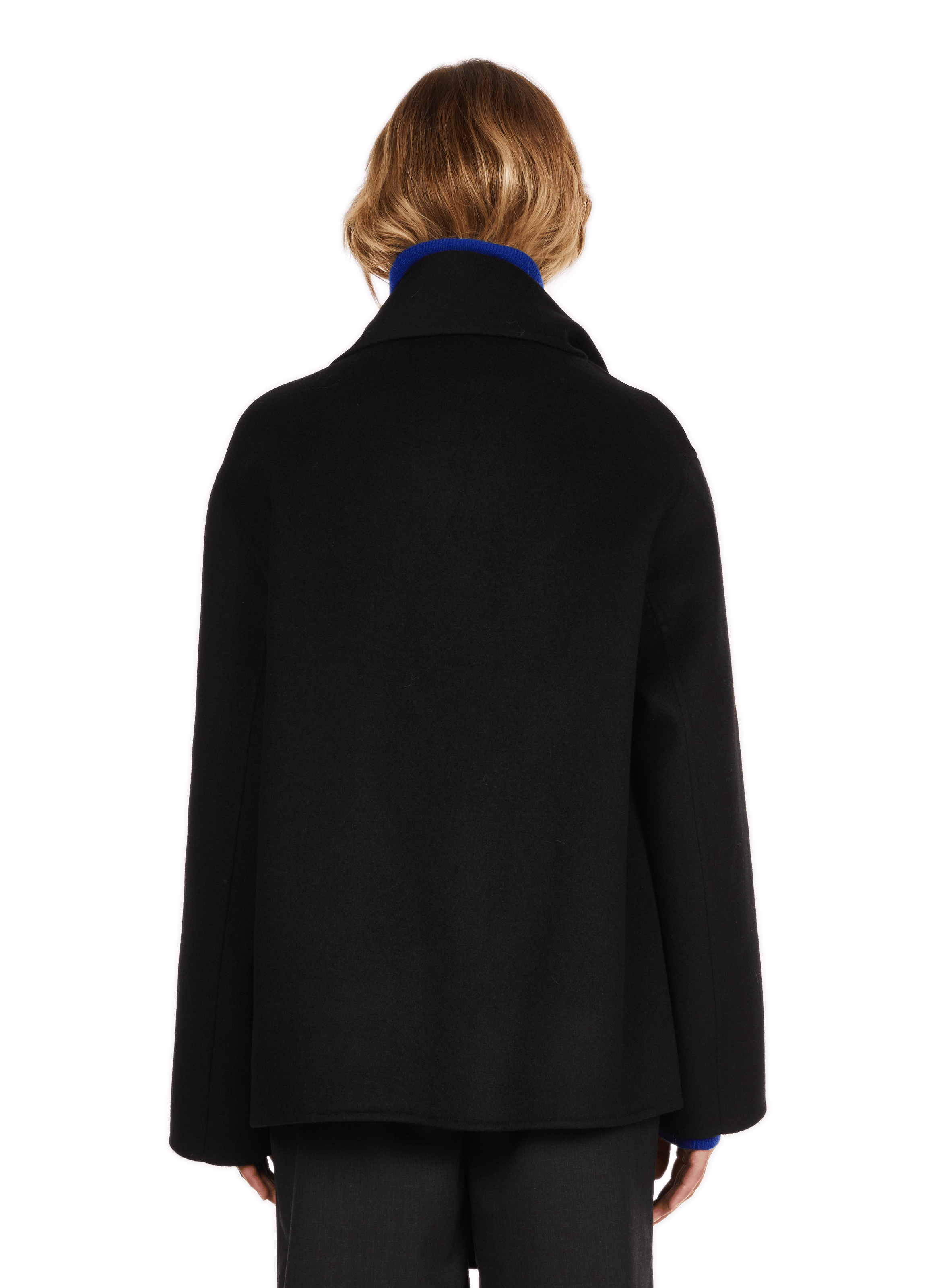 UACHA - Manteau à écharpe en laine mélangée| Noir