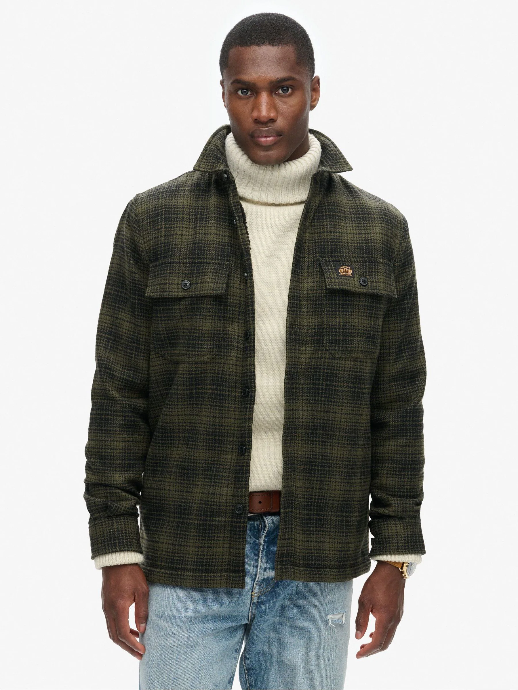 Haze ombré olijf - Superdry Wool Miller overshirt