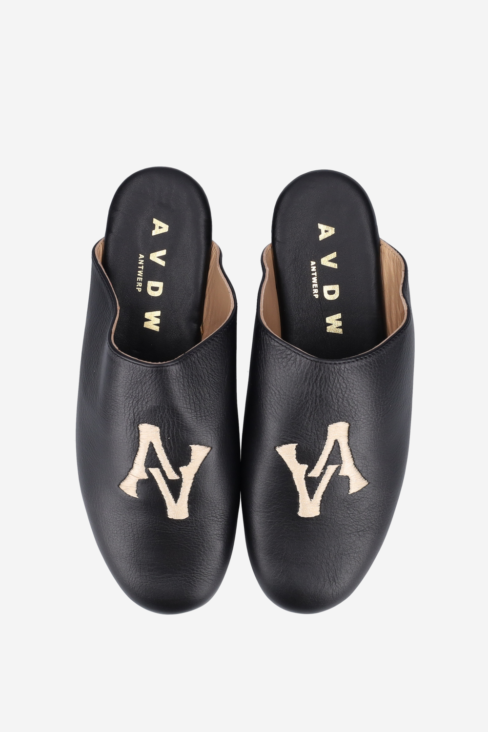 AV logo embroidered leather mules