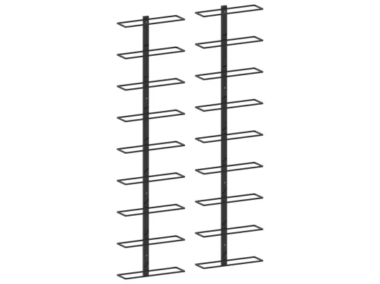 Casiers à bouteilles muraux pour 18 bouteilles 2 pcs Noir Fer