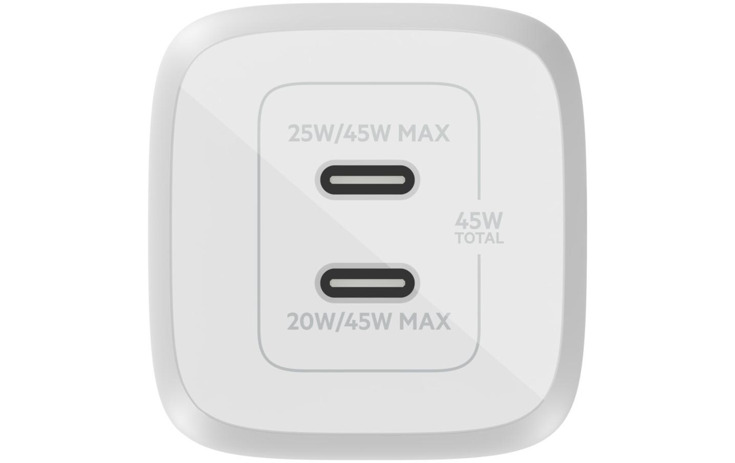 USB-Wandladegerät Dual USB-C GaN PD 45WUSB-C-GaN Ladegerät mit zwei Anschlüssen und PPS 45 W