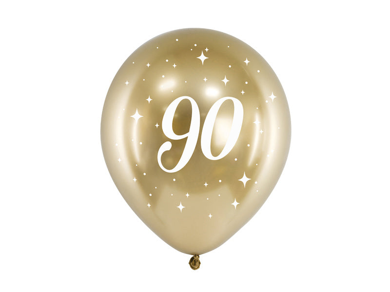 Ballonnen 90 Jaar Goud 30cm 6st