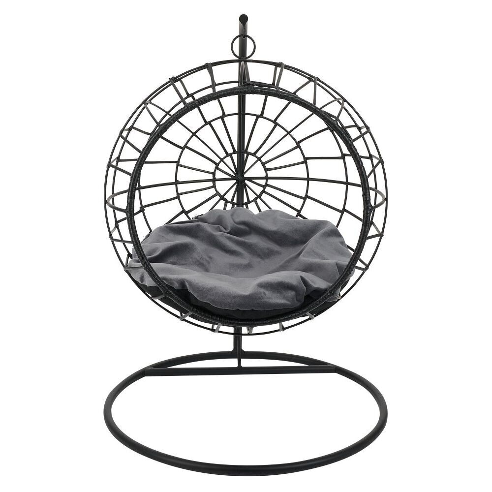 oeuf suspendu pour chien ou chat métal noir Ø40xH56cm