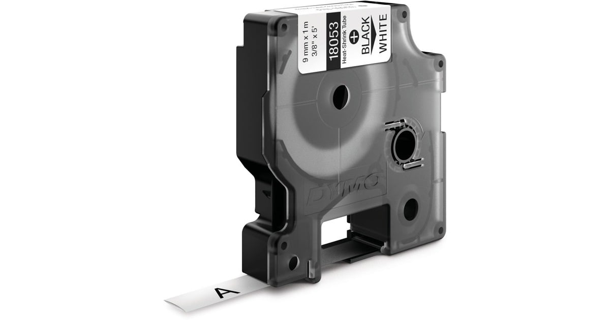 DymoIND krimpkous zwart op wit, 9 mm x 1,5 meter label krimpkous