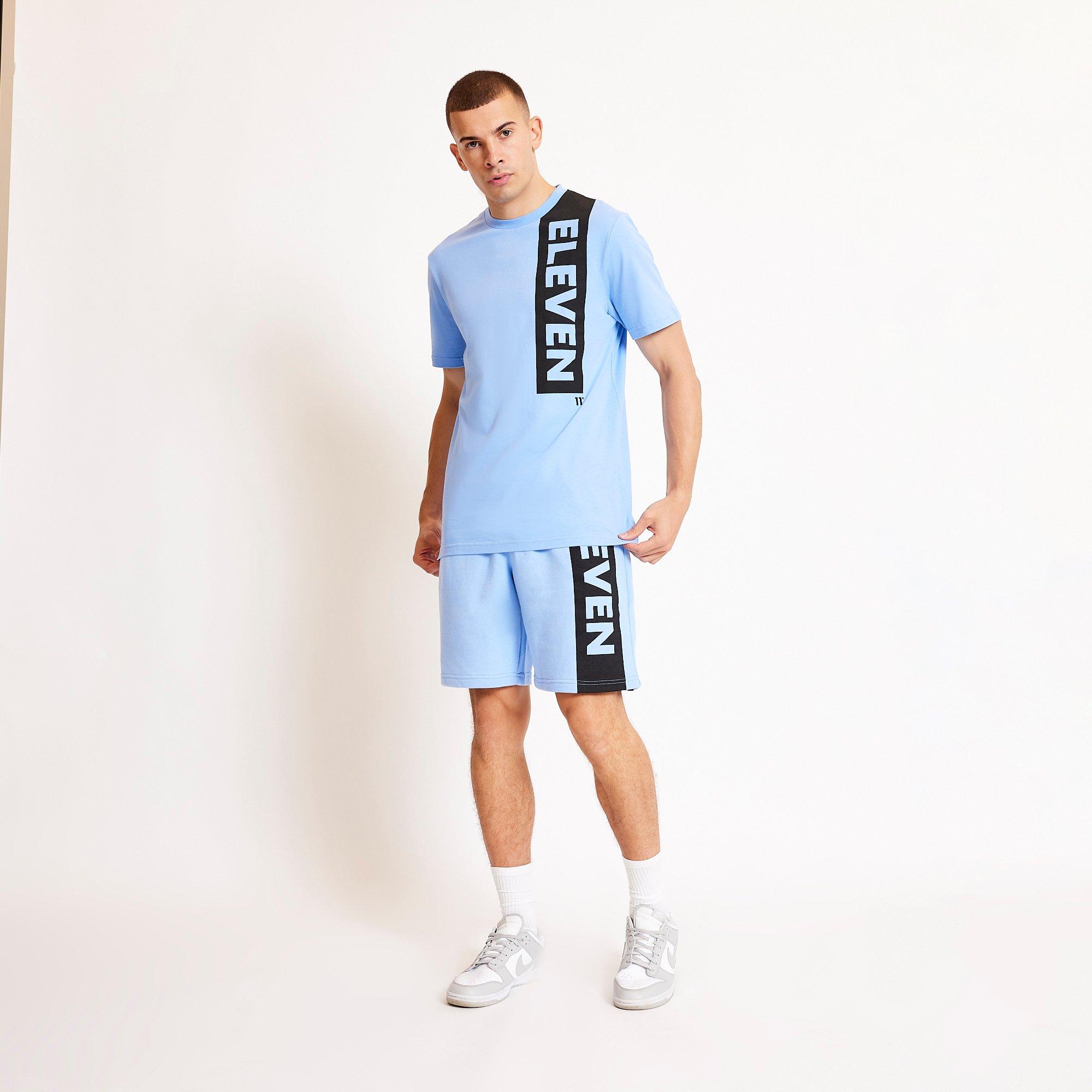 11 Degrees 11D Block Graphic Sweat Shorts Vista Blue