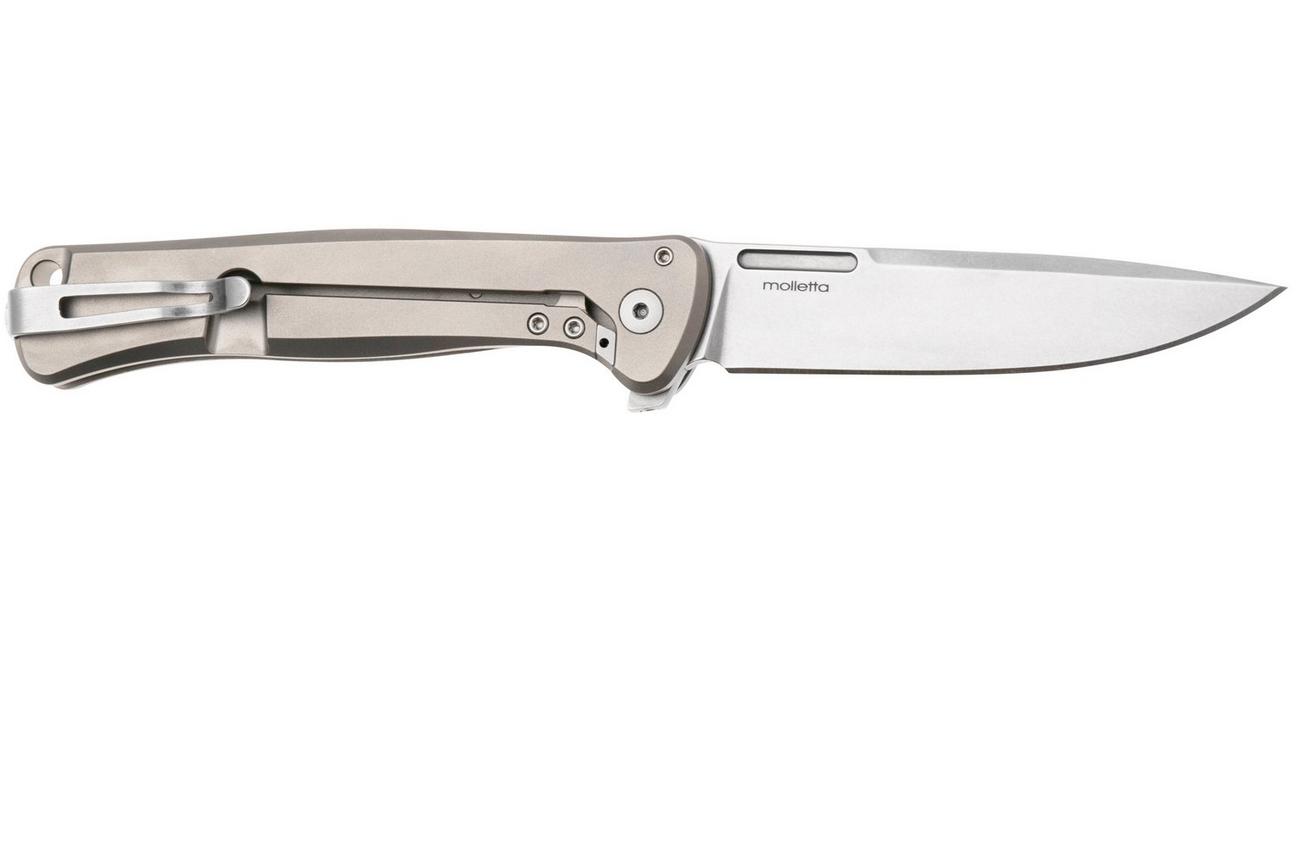 LionSteel Skinny Solid SK01 GY Grey Titanium, Carbonfiber inlay zakmes, Molletta design