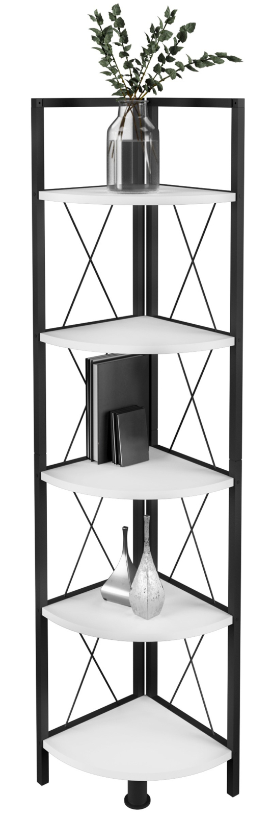 Eckregal INSASI 5 - weiß-schwarz - 160 cm hoch