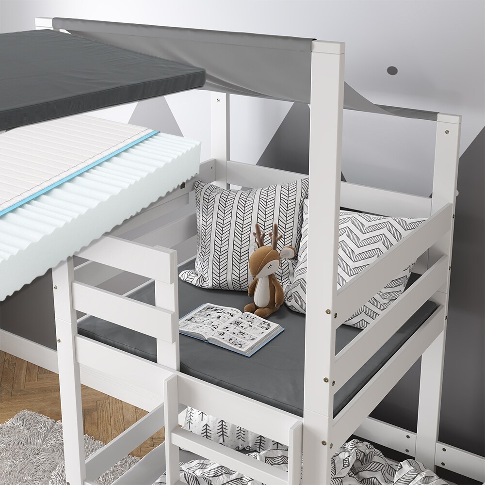 VitaliSpa Kinderbett Tom 90x200cm mit 2 Matratzen Spielbett Jugendbett Spielturm