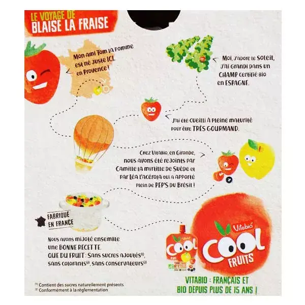 Vitabio Cool Fruits Maçã Morango Mirtilo Acerola Orgânico 4 x 90g