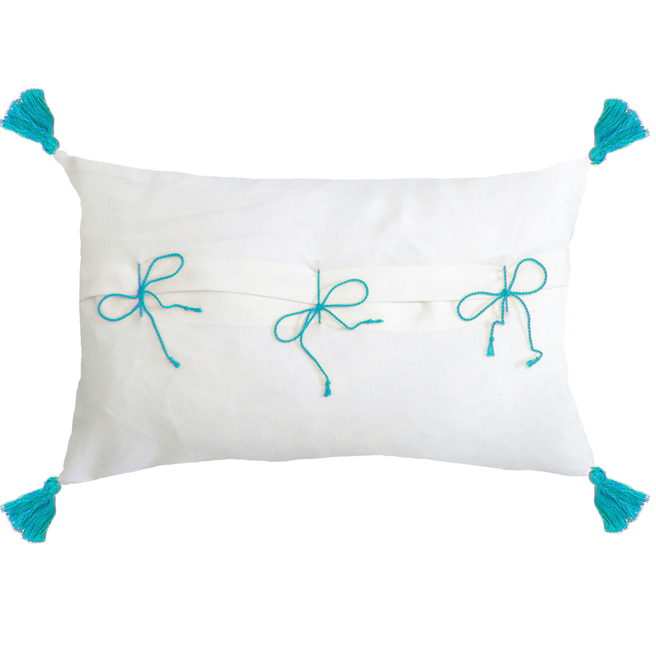 Febronie Housse de coussin Matisse brodée aqua - 50x30 cm