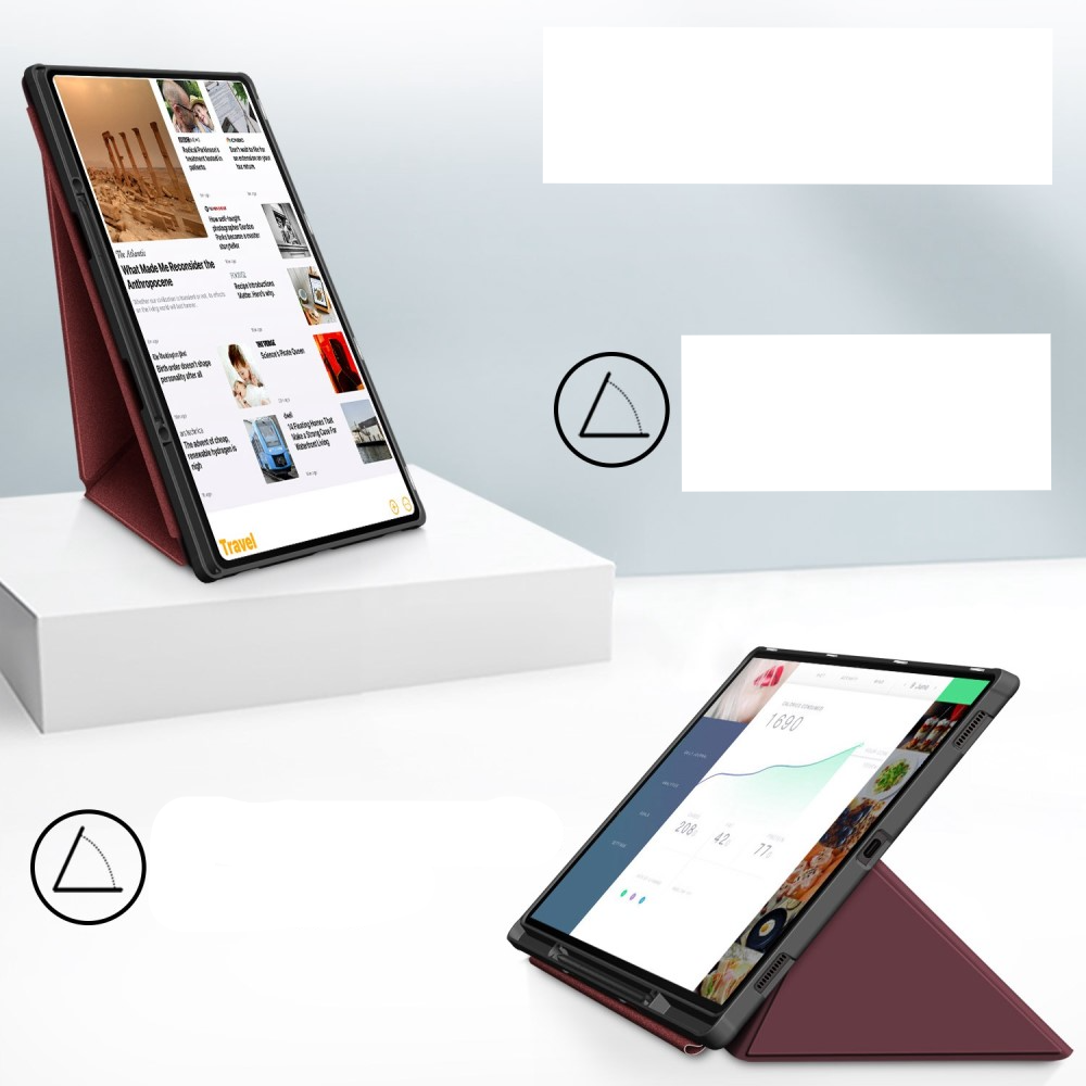 Samsung Galaxy Tab S8 Ultra Leder Tasche Smart Cover Origami Flip Case - Dunkelrot