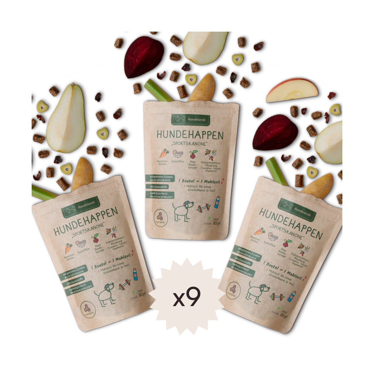 Hunderunde Sportskanone vegane Snacks 1,125 kg
