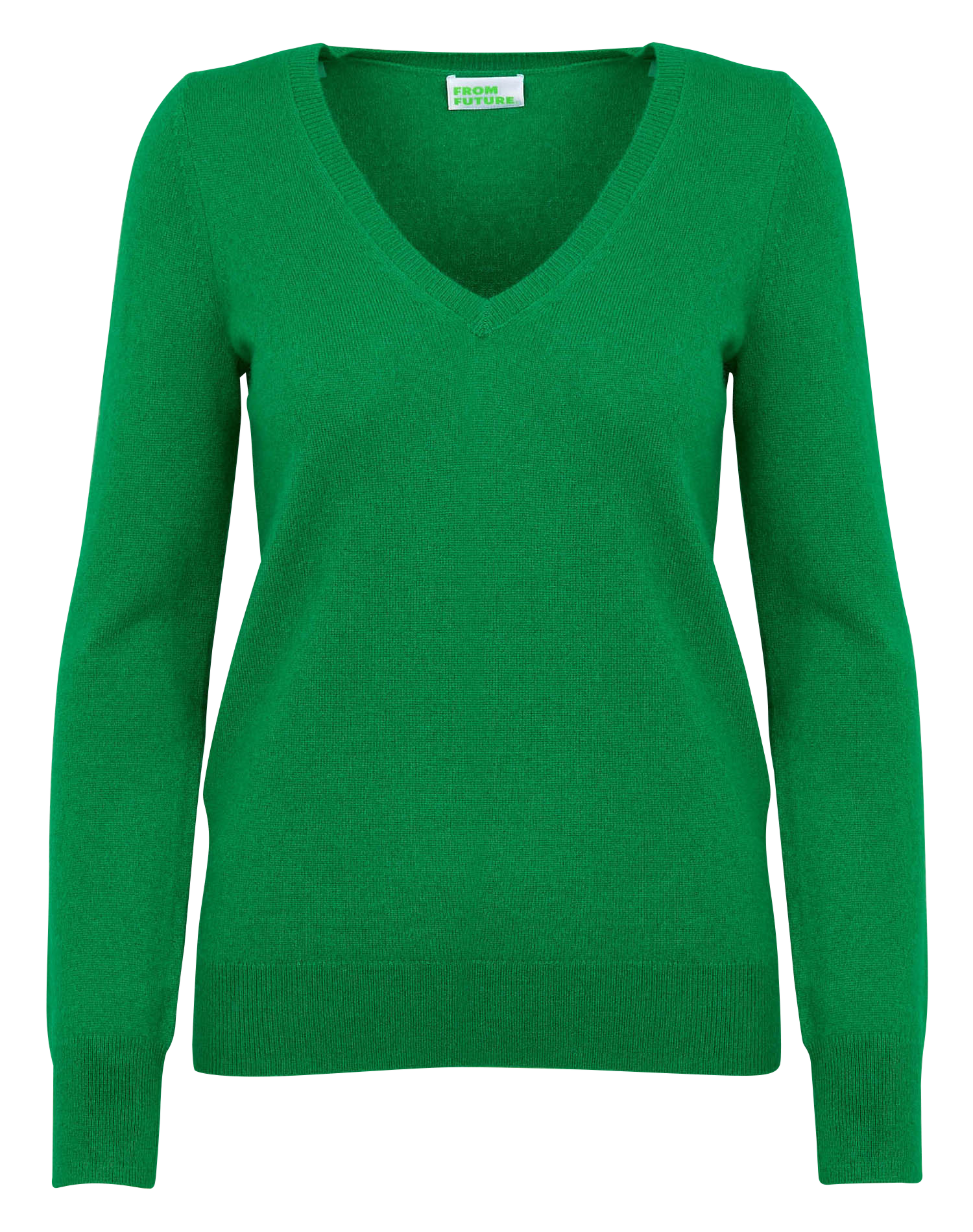 Pull droit col V en cachemire | Vert