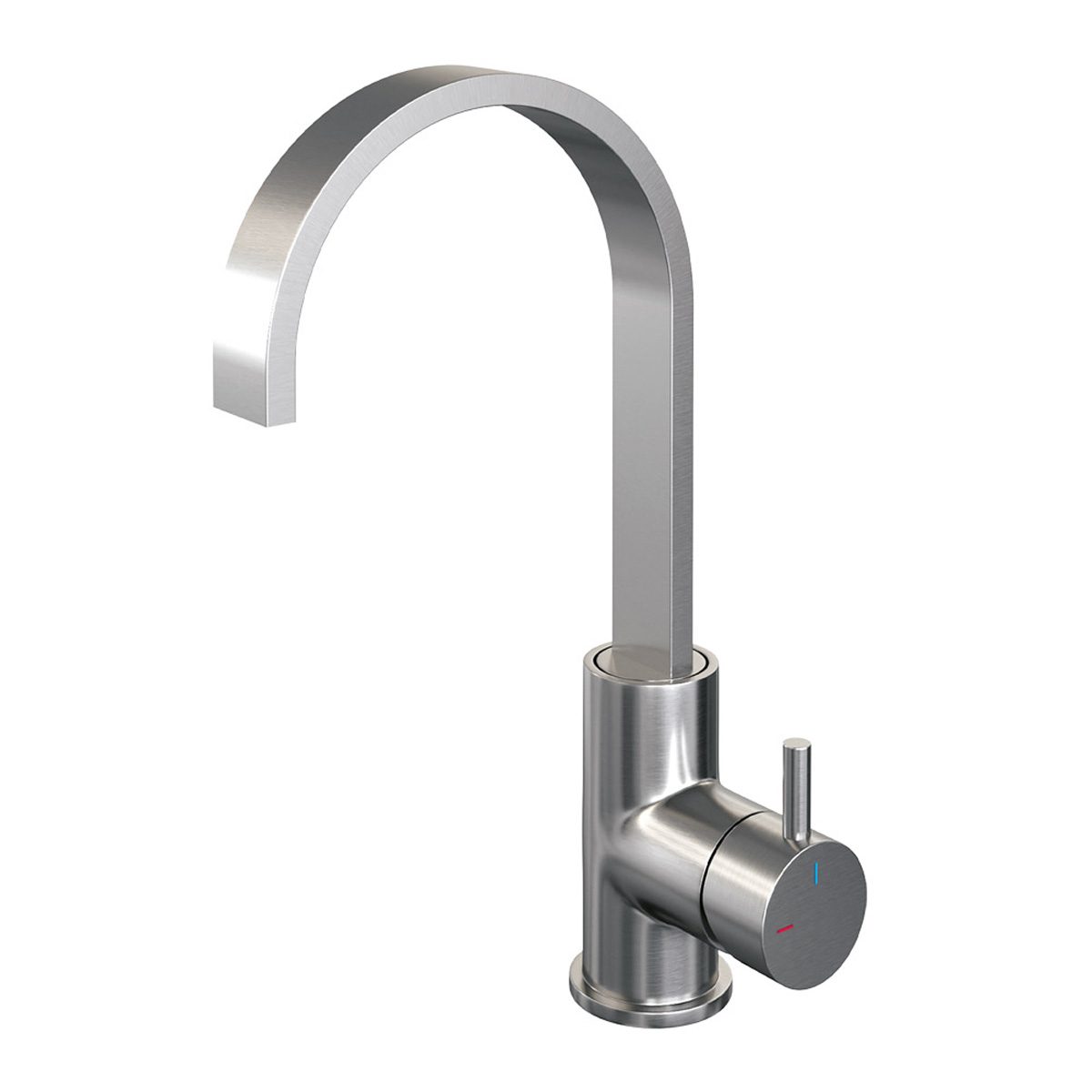 Brauer Brushed Edition ColdStart wastafelkraan hoog met draaibare platte uitloop model B RVS geborsteld PVD