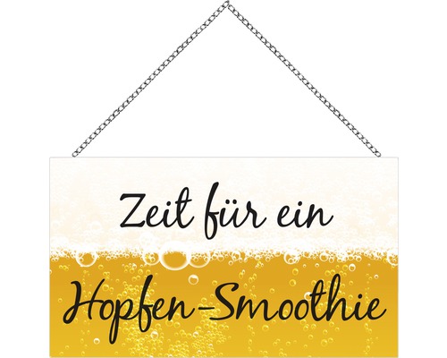 Houten bord met ketting, hop smoothie, 23x13 cm