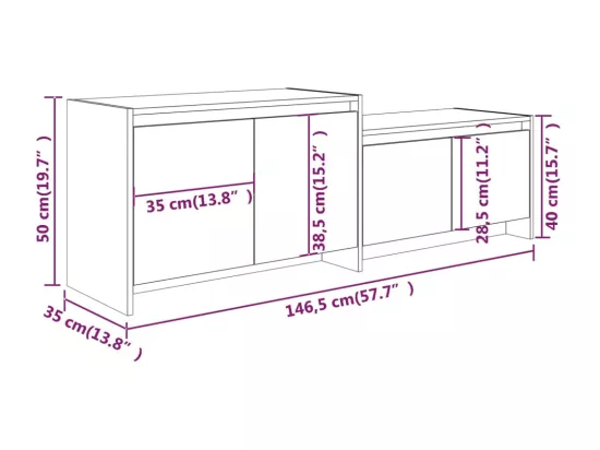 Meuble TV Blanc brillant 146,5x35x50 cm Bois d'ingénierie