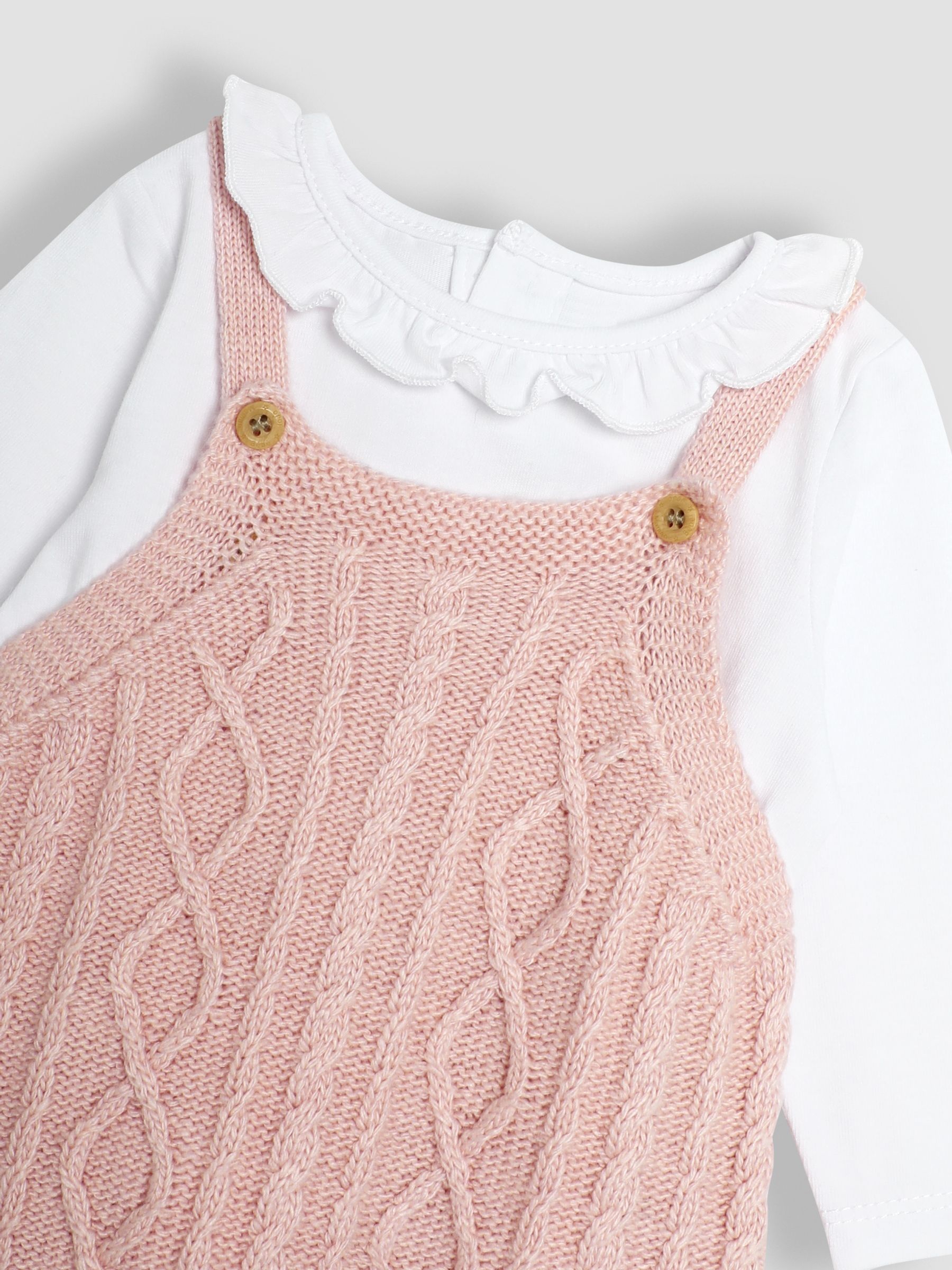 JoJo Maman Bébé Knitted Dungarees & Top Set