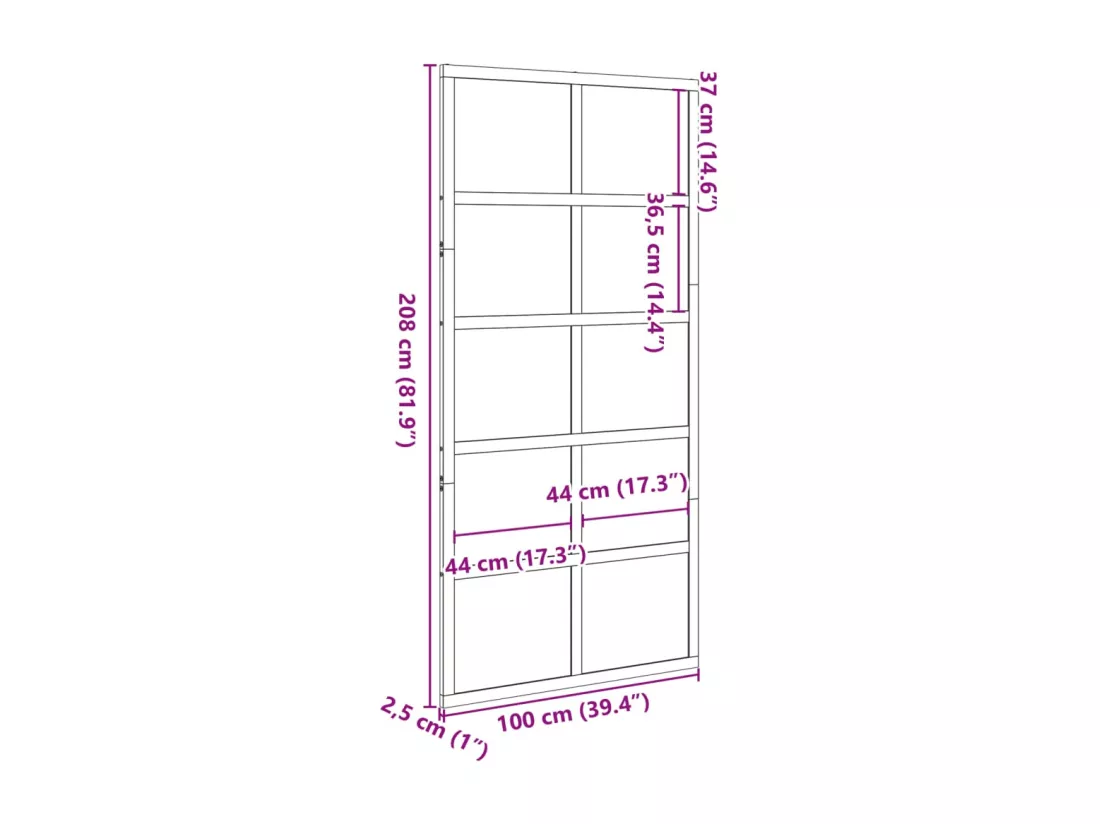 Porte de grange marron cire 100x208 cm bois massif de pin