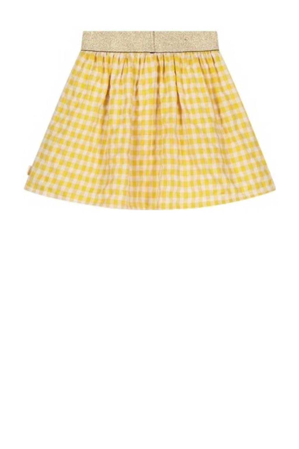 Moodstreet geruite rok lichtgeel/wit