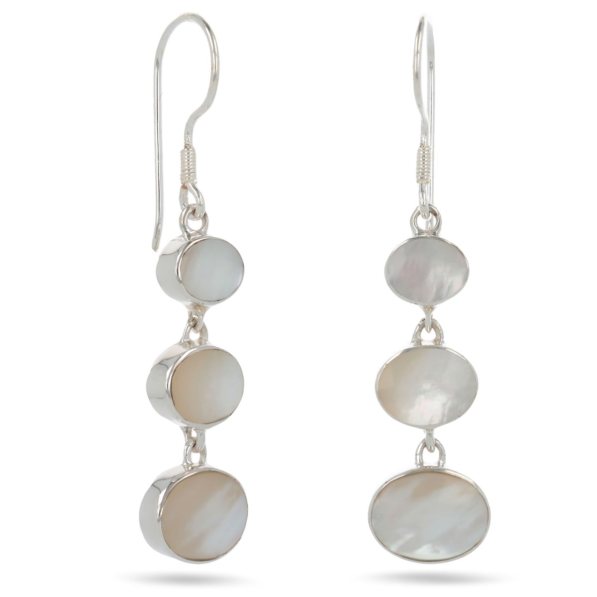 Pendants d'Oreille en Nacre Blanche Naturelle - Forme Ovale & Argent 925 Massif | Aden