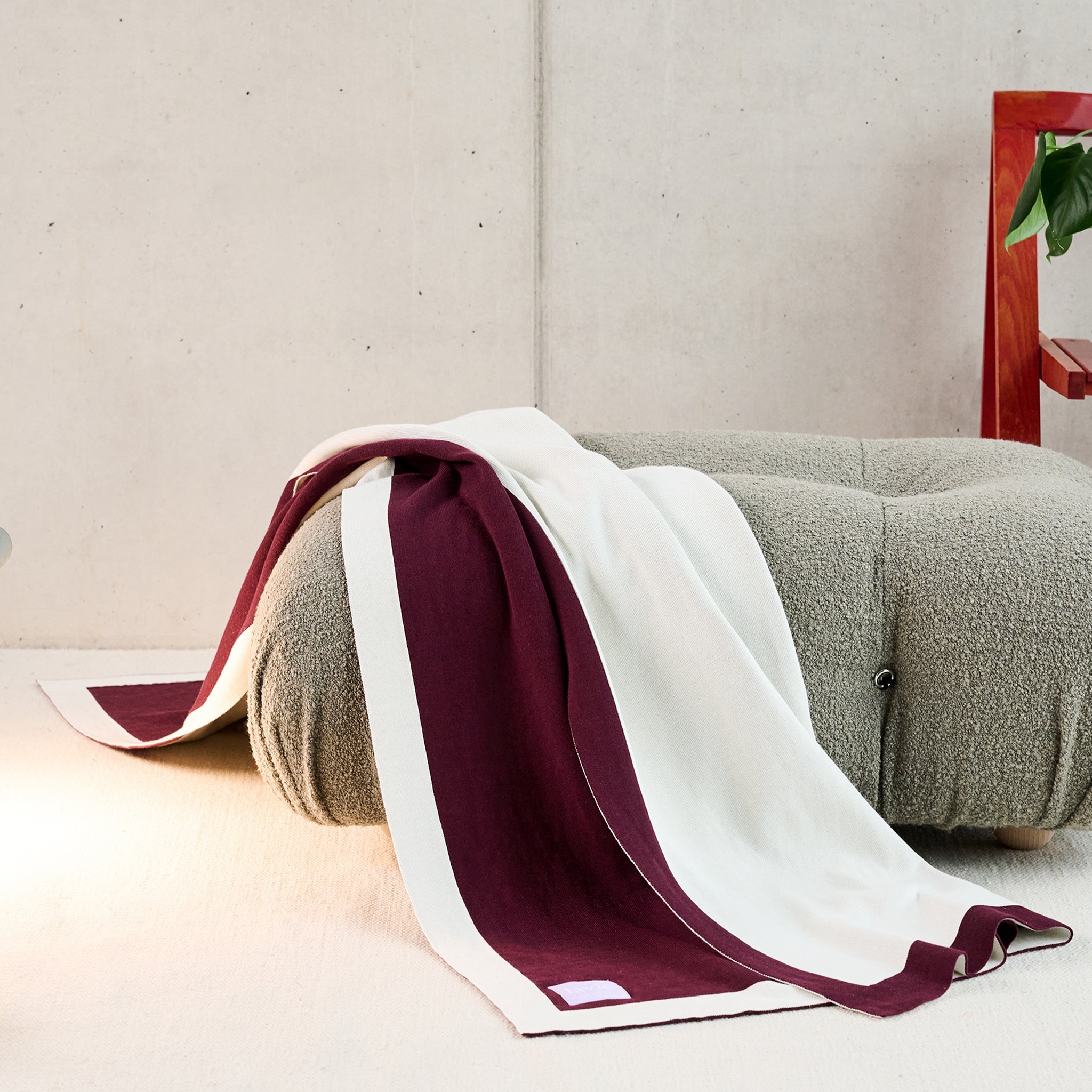 Wohndecke Lolla Plum/Undyed, Plaid 125x170 cm