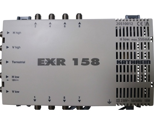 Kathrein multiswitch 5 tot 8 F-connectoren geïntegreerde voeding EXR 158 20510012