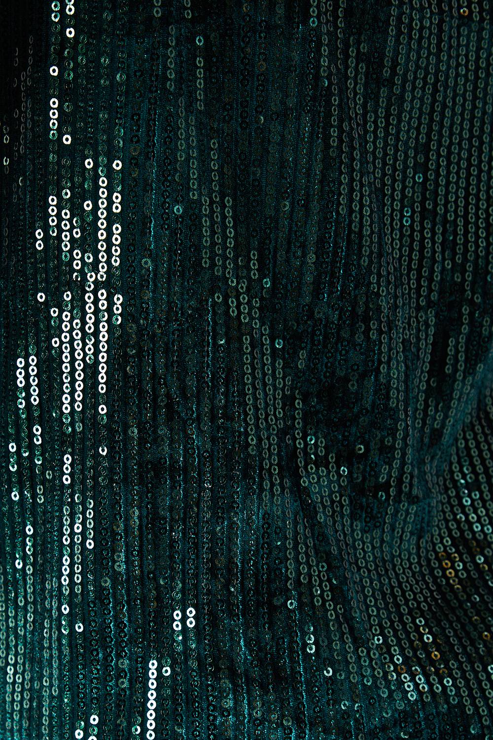 Warehouse Robe Mini à Manches Longues Blouson en Velours à Sequins