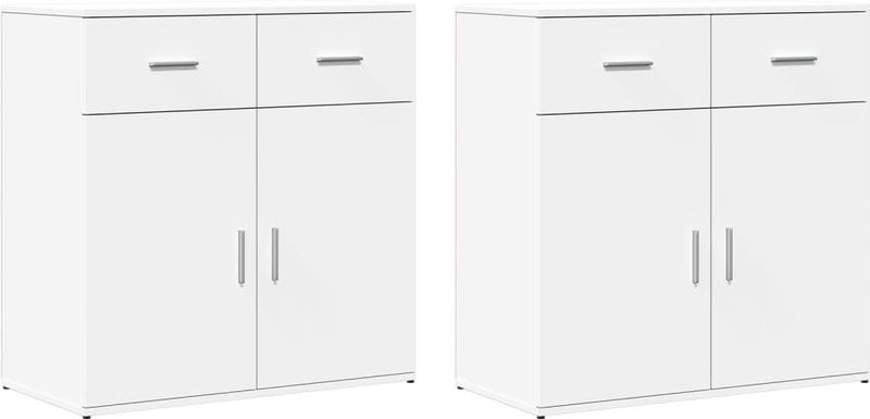 vidaXL - Dressoirs - Wit - Bewerkt Hout - Set van 2