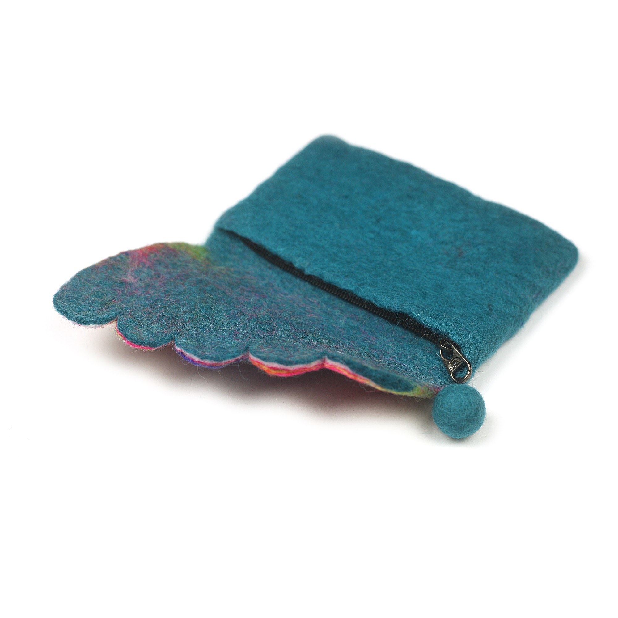 Filz-Tasche 'Blatt', petrol, H 12 cm, B 16 cm günstig bestellen