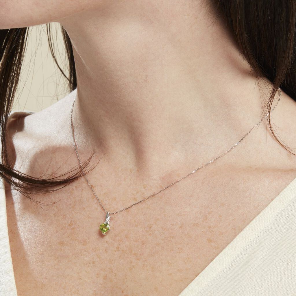 Collier Or Blanc Clothilde Péridot