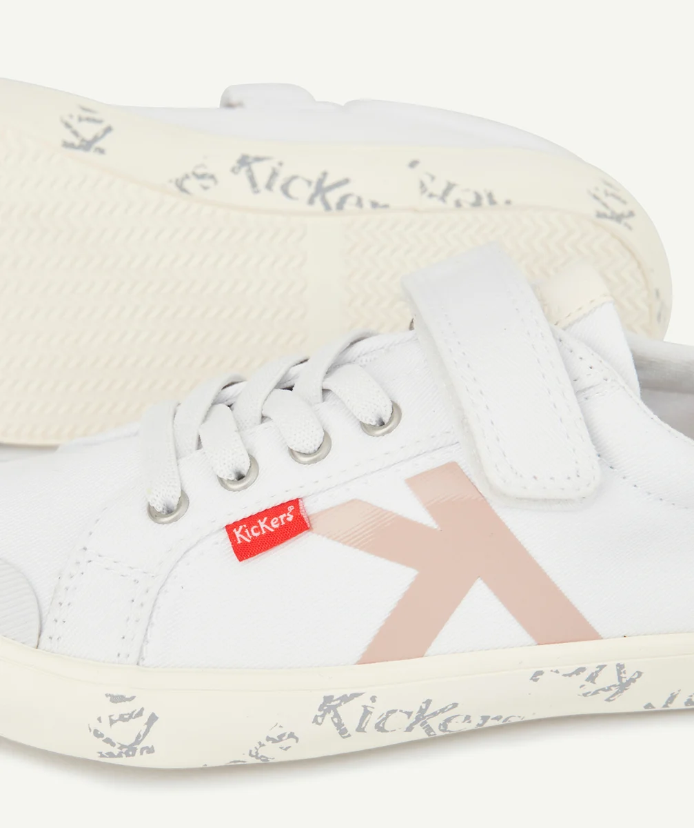 KICKERSBASKETS BLANCHES AVEC DÉTAIL ROSE FILLE