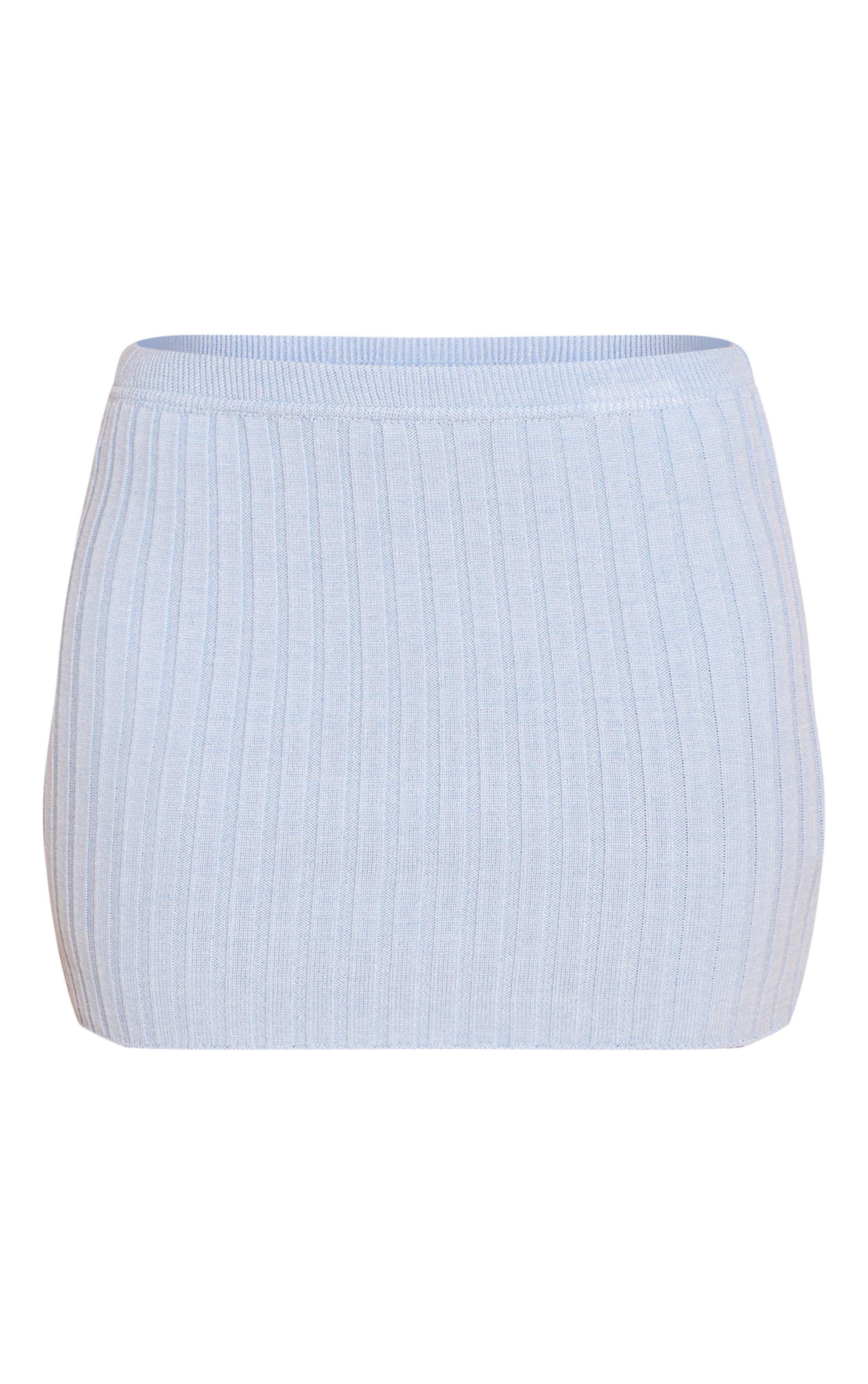 Bleu Jupe Mini En Maille Côtelée