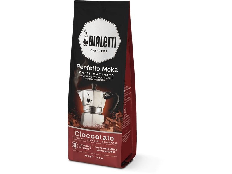 Bialetti Kaffee gemahlen Perfetto Moka Cioccolato 250 g Gerösteter und gemahlener Kaffee mit Kakaoextrakt