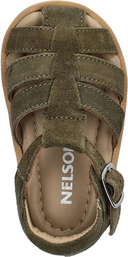 Nelson Kids suède sandalen kaki