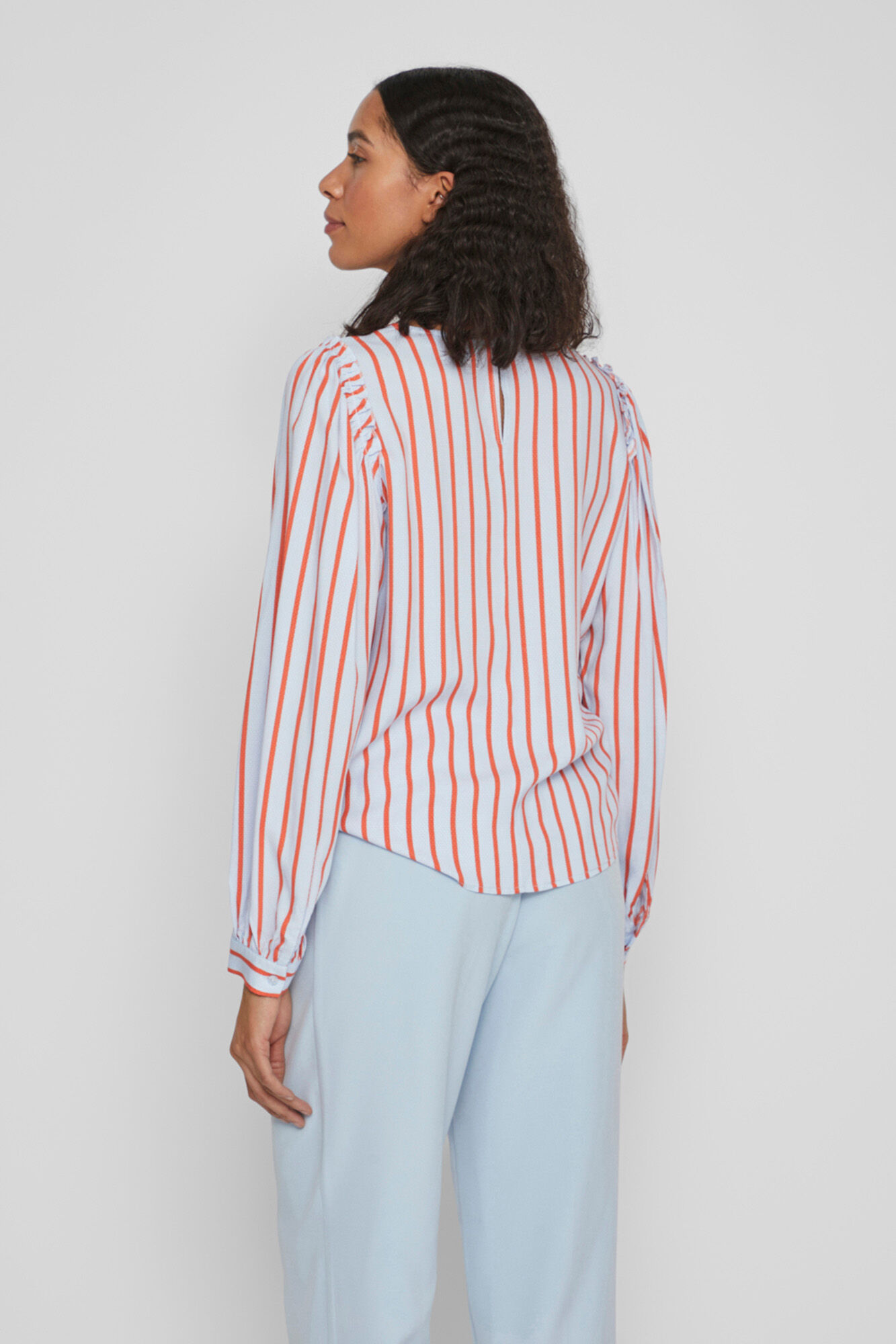 Blusa fluida de mangas compridas - Azul
