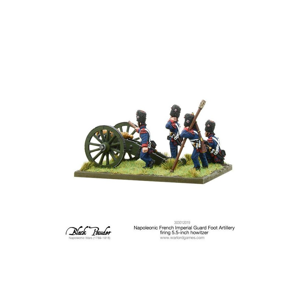 Napoleonic French Imperial Guard Foot Artillery firing howtizer