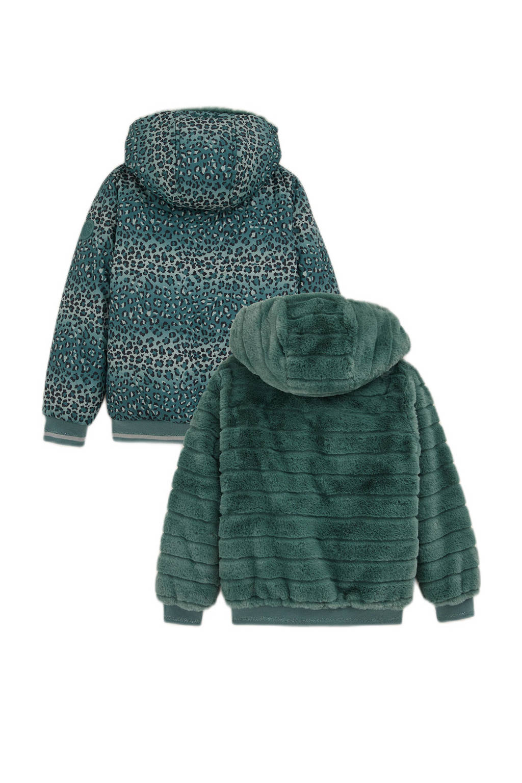 WE Fashion imitatiebont jas met panterprint blauwgroen