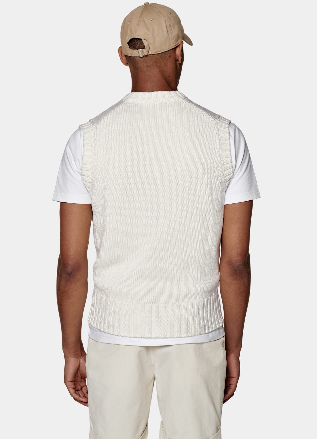 Pull sans manches blanc cassé