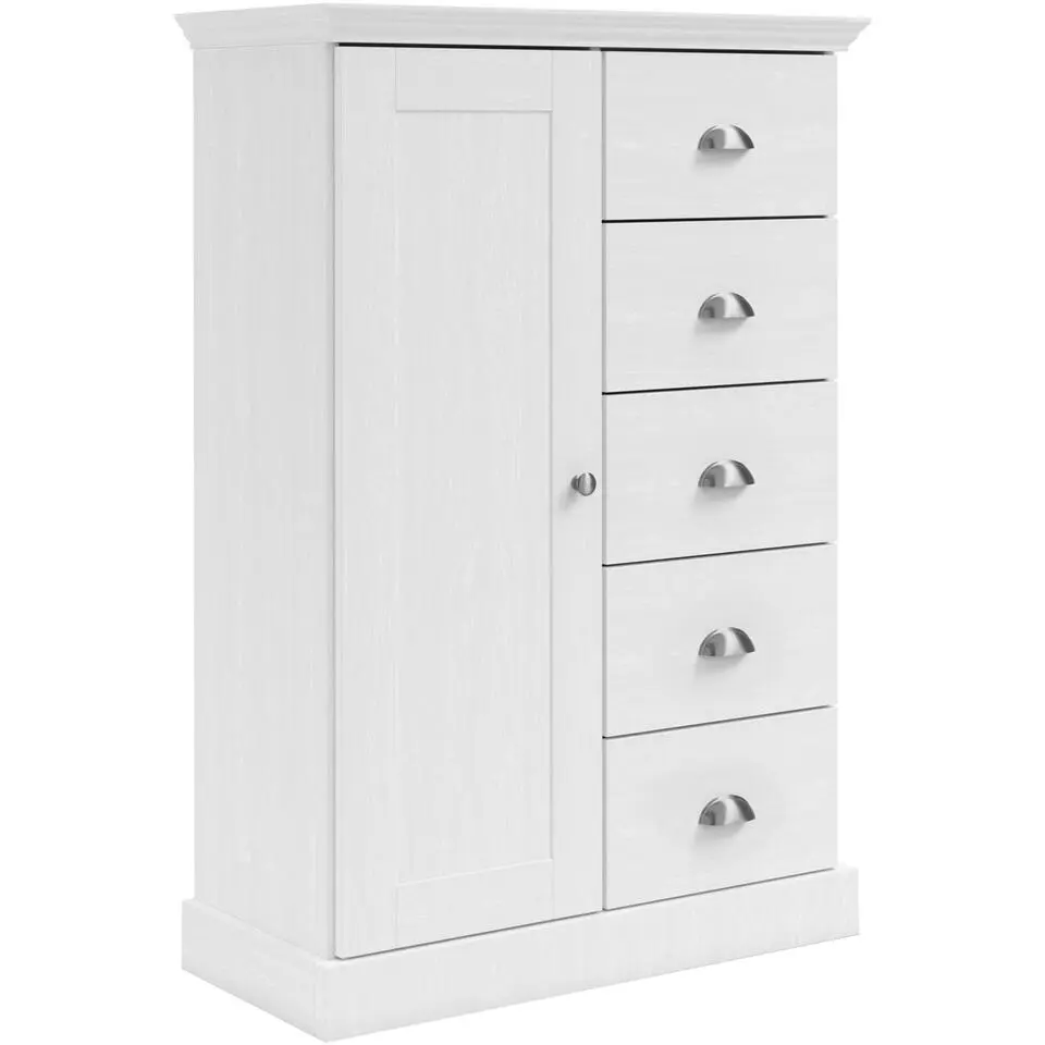 Motala - Commode met 1 deur en 5 laden en wit hout effect