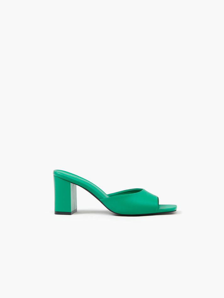 Sandália mule com salto - Verde